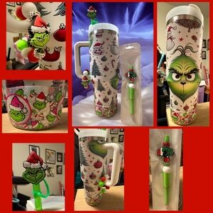 Merry Grinchmas 40oz Stainless Steel tumbler w/ accessories